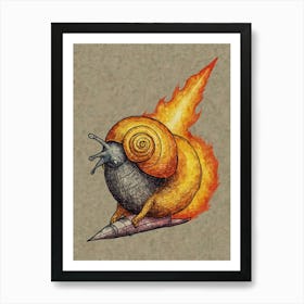 Snail On Fire Art Print