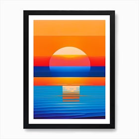 Sunset Over Ocean Waterscape Modern 1 Art Print