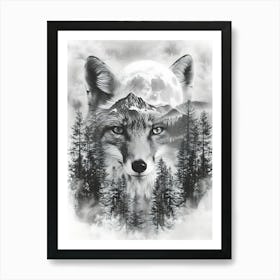 Wolf In The Forest 17 Art Print