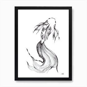 Black and White Koi Fish Art Print