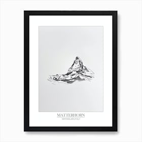 Matterhorn Switzerland Italy Line Drawing 3 Poster 2 Art Print