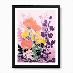 Colourful Flower Still Life Risograph Style 29 Art Print