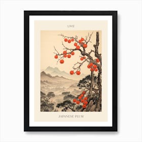 Ume Japanese Plum 3 Japanese Botanical Illustration Poster Art Print