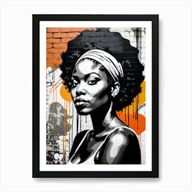 Vintage Graffiti Mural Of Beautiful Black Woman 44 Art Print