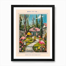 Retro Flamingoes In A Garden Poster 7 Art Print