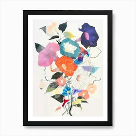 Morning Glory 4 Collage Flower Bouquet Art Print