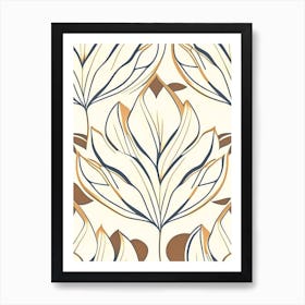 Lotus Flower Repeat Pattern Retro Minimal 3 Art Print