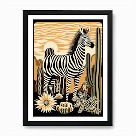 Zebra And Cactus 1 Art Print