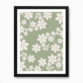 Cherry Blossom | 13 - Sage Green Art Print