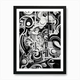 Symbiosis Abstract Black And White 8 Art Print