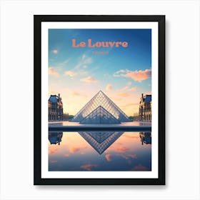 Louvre Museum France Sunrise Travel Art Illustration Art Print