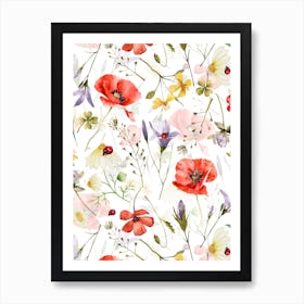 Scandinavian Midsummer  Herbs And Wildflowers Meadow Art Print