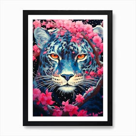 Leopard In Cherry Blossoms Art Print