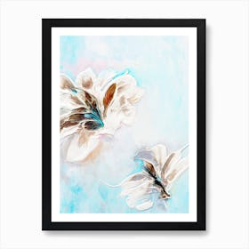 Aqua Teal Flower Painting 1 Art Print