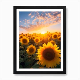 Sunflowers At Sunset Art Print