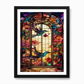 Stained Glass Bird Window Art Print