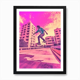 Skateboarding In Santiago, Chile Futuristic 1 Art Print