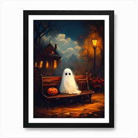 Ghost Sitting On A Bench Art Print