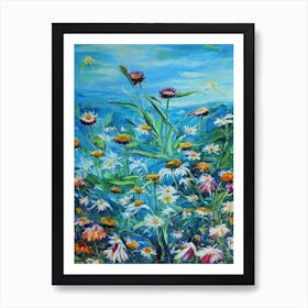 Echinacea Floral Print Bright Painting Flower Art Print
