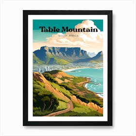 Table Mountain South Africa Landscape Travel Art Illustration Art Print