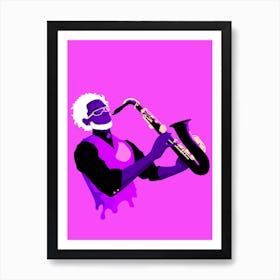 Jazzy Man Art Prints Illustration Purple Art Print