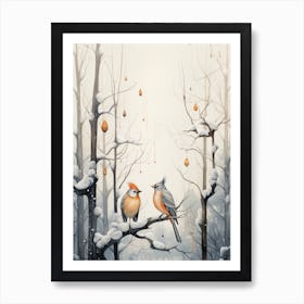 Birds In A Winter Landscape  3 Art Print