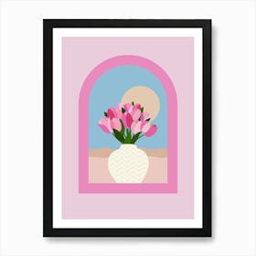 Tulips In A Vase - Pink Floral Art Print