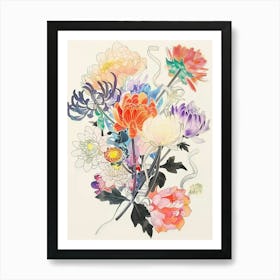 Chrysanthemum 2 Collage Flower Bouquet Art Print