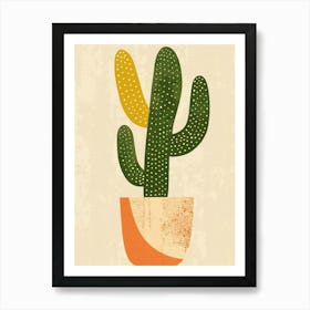 Melocactus Cactus Minimalist Abstract Illustration 3 Art Print
