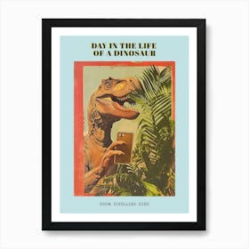 Dinosaur & A Smart Phone Retro Collage 1 Poster Poster