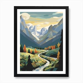 Yosemite Valley View   Geometric Vector Illustration 1 Art Print