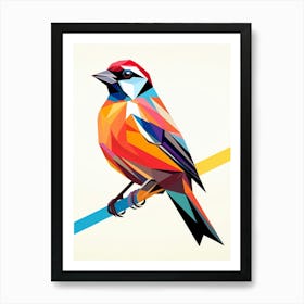 Colourful Geometric Bird Sparrow 1 Art Print