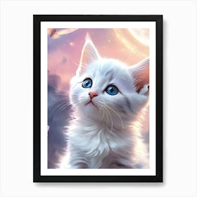 White Cat With Blue Eyes Art Print