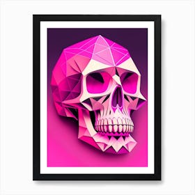 Skull With Geometric Designs 2 Pink Pop Art Art Print