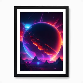 Astronomy Neon Nights Space Art Print