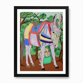 Maximalist Animal Painting Donkey 1 Art Print