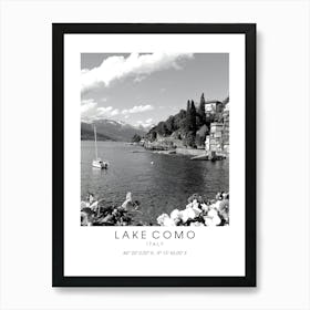 Lake Como Italy Black And White Art Print