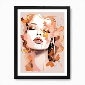 Beautiful Woman With Butterfly Art Print