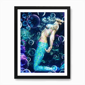 Mermaid In The Ocean Art Print