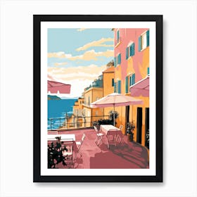 Sorrento, Italy, Flat Pastels Tones Illustration 4 Art Print