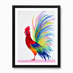 Rooster Watercolour Bird Art Print