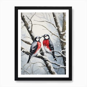 Winter Watercolour Woodpecker 4 Art Print