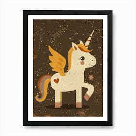 Unicorn Pegasus With Wings Cute Kids Muted Pastel 3 Art Print