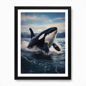 Realistic Orca Whale Icy Mountain Photography Style 4 Art Print