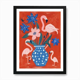 Flamingos In A Vase Art Print