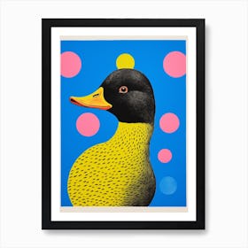 Black Abstract Geometric Duck Risograph Inspired Print 5 Art Print