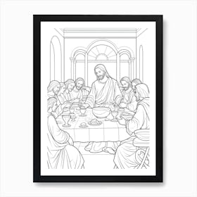 Line Art Inspired By The Last Supper 6 Art Print
