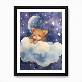 Baby Wolf 1 Sleeping In The Clouds Art Print