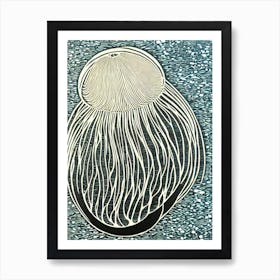 Moon Jellyfish Linocut Art Print