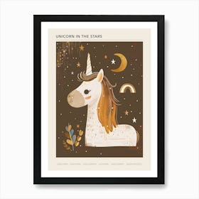 Unicorn & Stars Muted Pastels 2 Poster Art Print